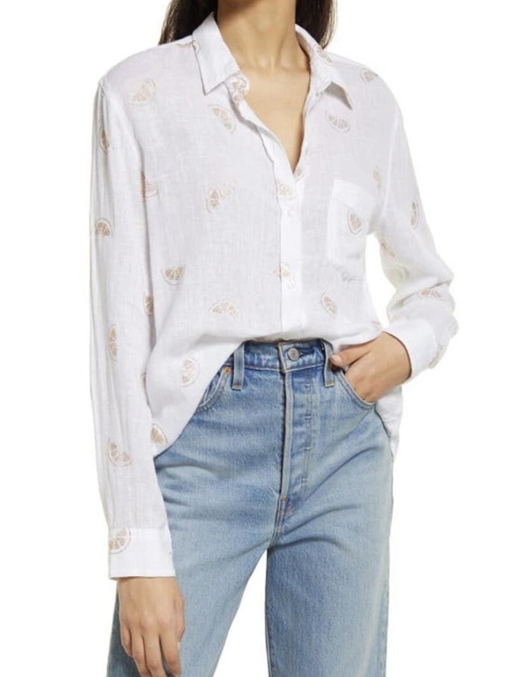 Rails Gold Orange Print Long Sleeve Shirt